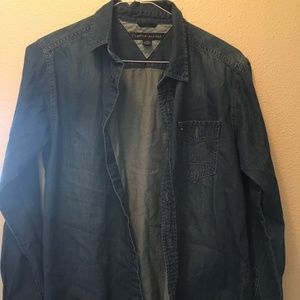 Tommy Hilfiger Mens Jean Button Up Shirt Size L